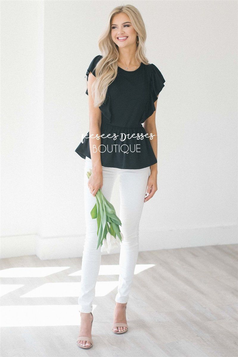 Peplum Ruffle Top Tops vendor-unknown 