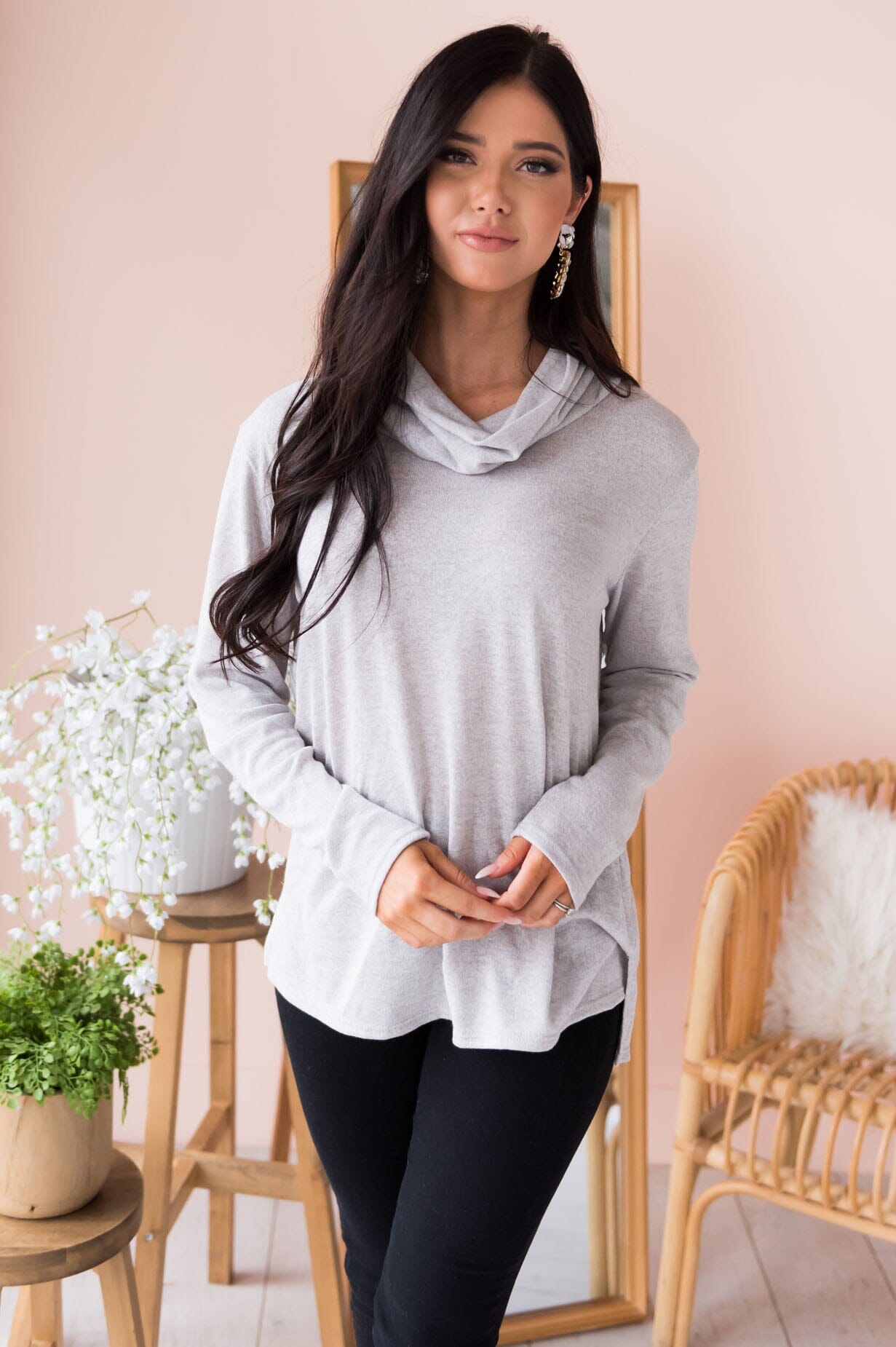 You Are So Loved Modest Cowl Neck Sweater Tops vendor-unknown 