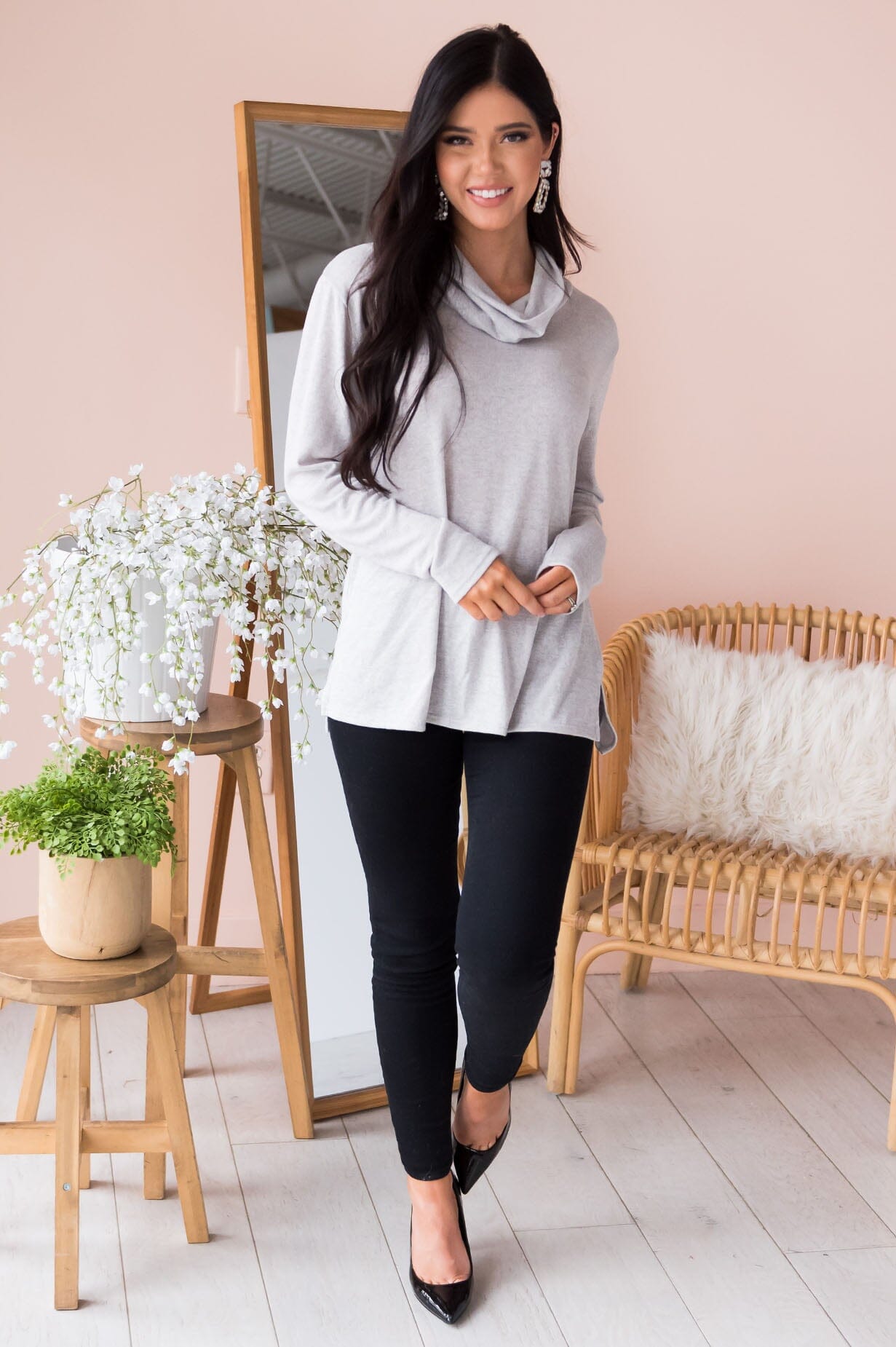 You Are So Loved Modest Cowl Neck Sweater Tops vendor-unknown 