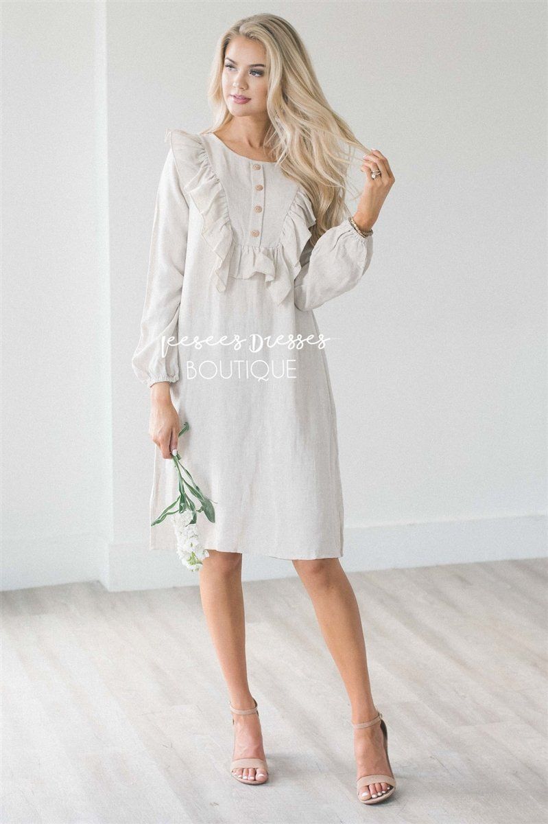 The Connie Modest Dresses vendor-unknown Oatmeal S 