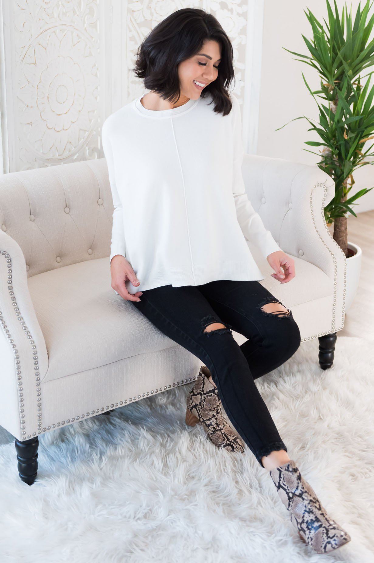 Pleasant Night Modest Sweater Tops vendor-unknown 