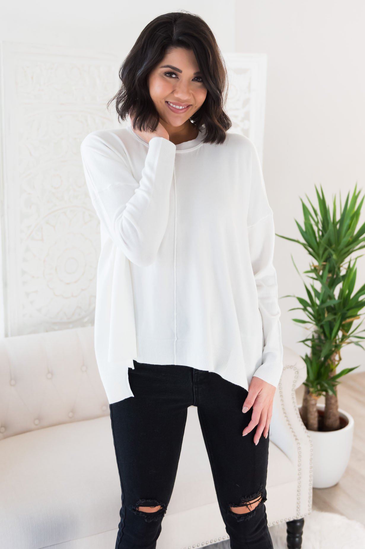 Pleasant Night Modest Sweater Tops vendor-unknown 