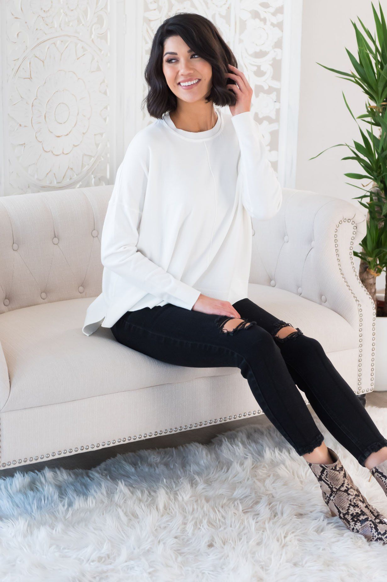 Pleasant Night Modest Sweater Tops vendor-unknown 