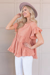 Oh So Thoughtful Modest Tiered Blouse Tops vendor-unknown