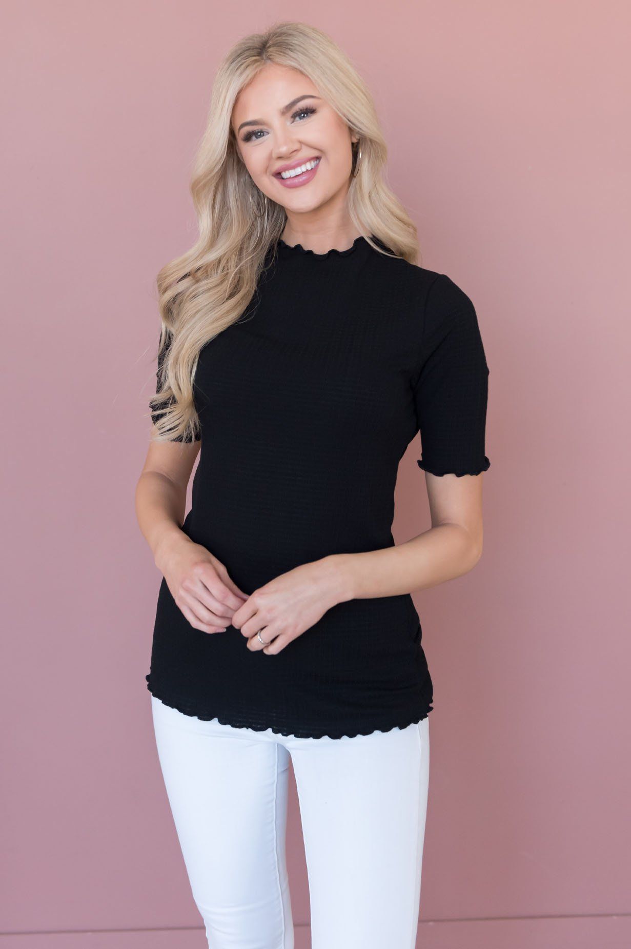 Goes with Everything Modest Ribbed Top Modest Dresses vendor-unknown 