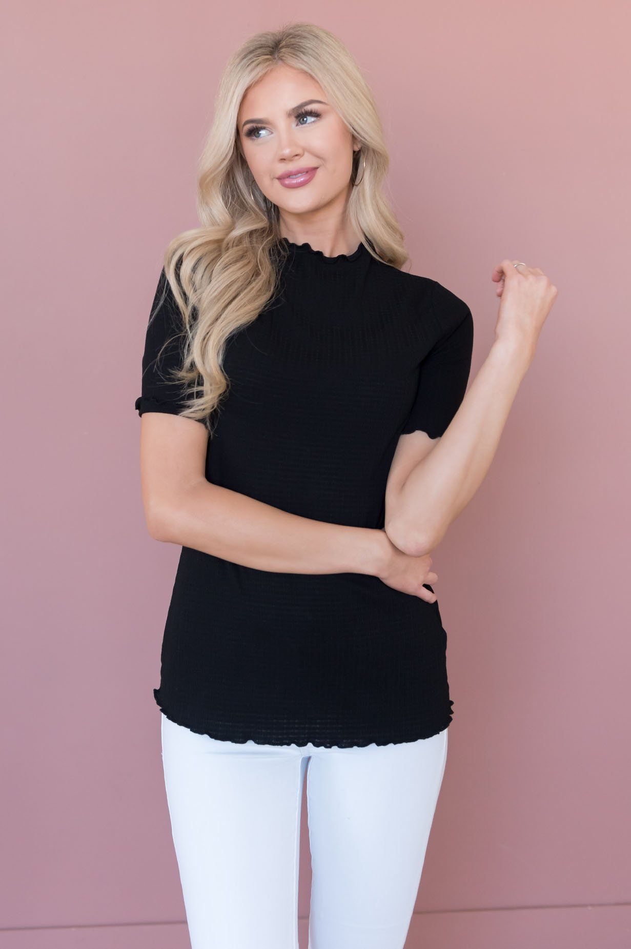 Goes with Everything Modest Ribbed Top Modest Dresses vendor-unknown 