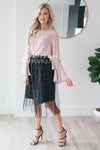 Pearl Detail Tulle Skirt Skirts vendor-unknown S Black