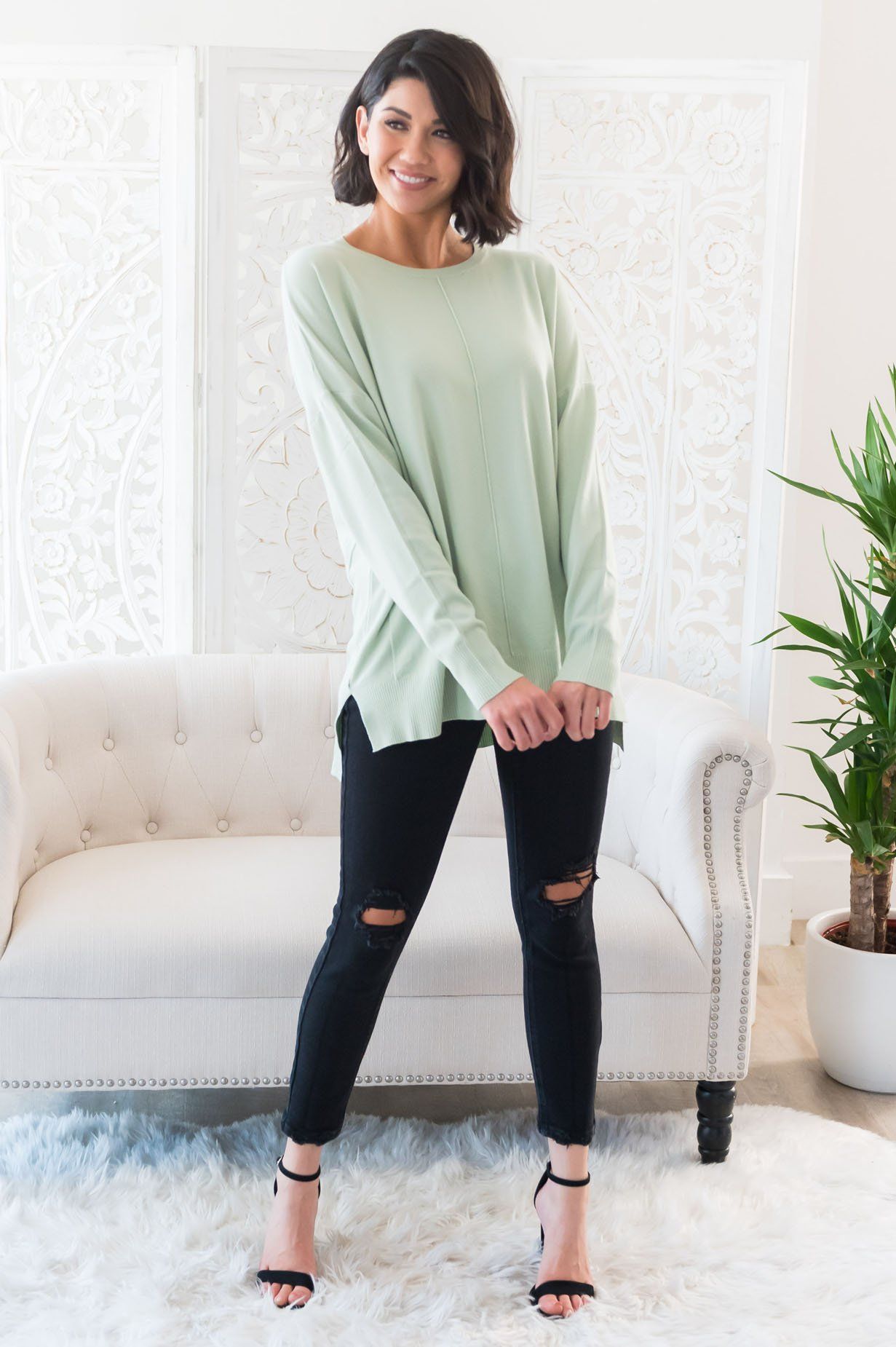 Snow Season Modest Sweater Tops vendor-unknown