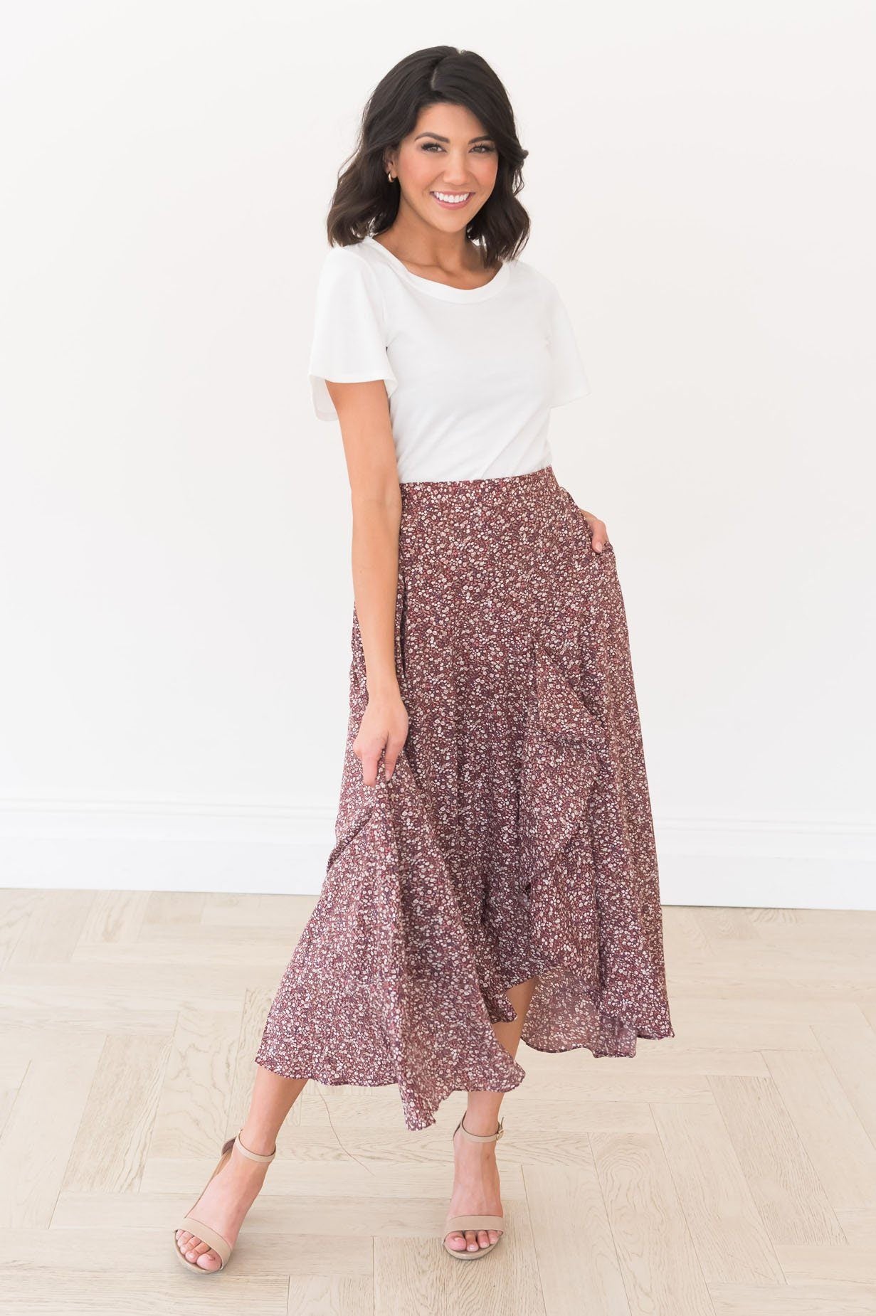 Stuck In A Dream Modest Ruffle Skirt Modest Dresses vendor-unknown 