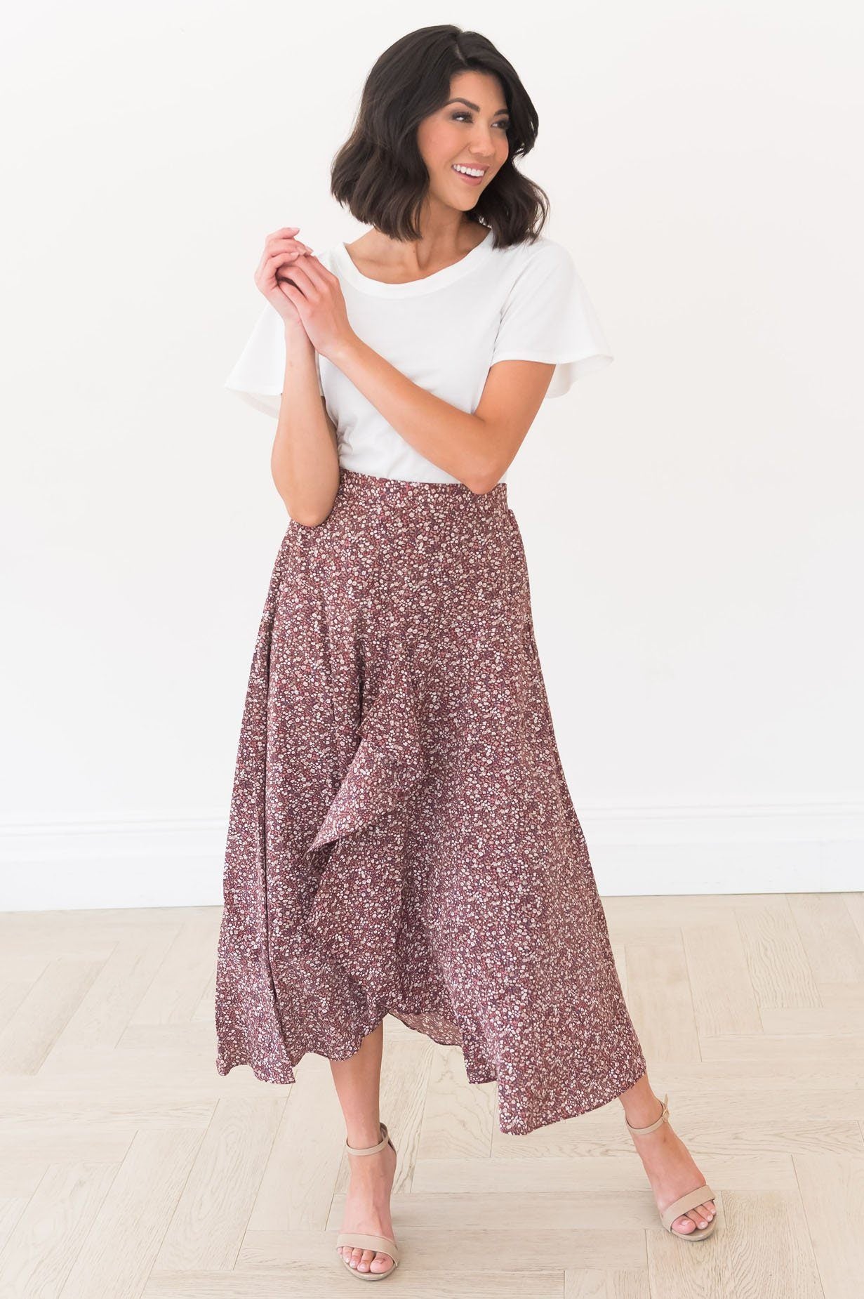 Stuck In A Dream Modest Ruffle Skirt Modest Dresses vendor-unknown 