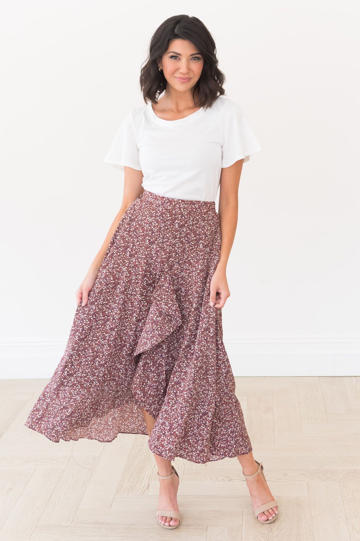 Stuck In A Dream Modest Ruffle Skirt Modest Dresses vendor-unknown 