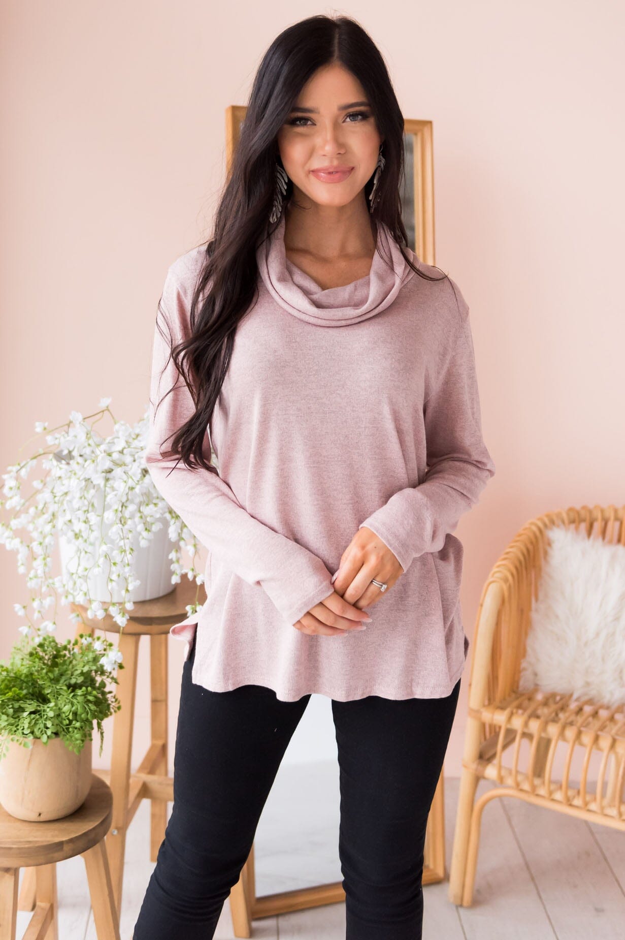 You Are So Loved Modest Cowl Neck Sweater Tops vendor-unknown 