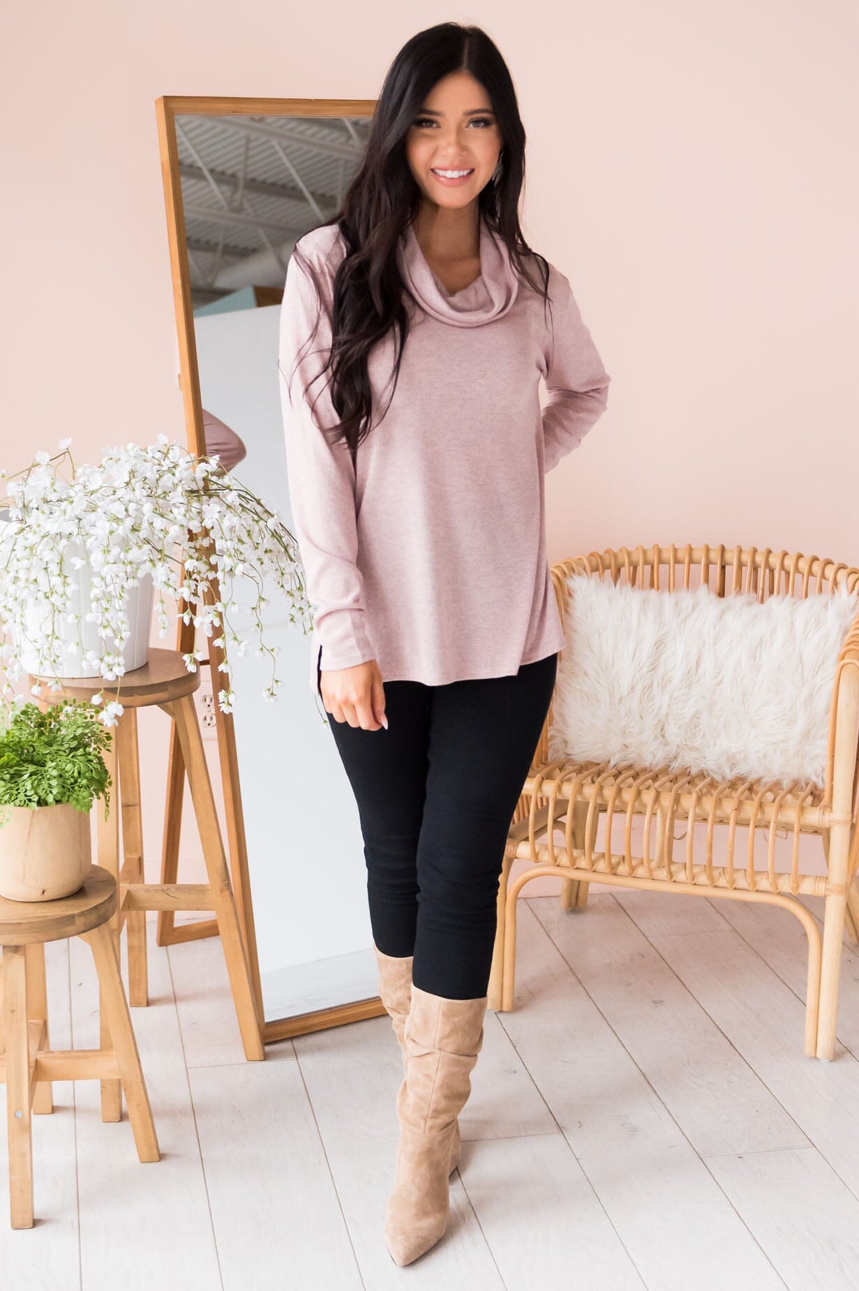 You Are So Loved Modest Cowl Neck Sweater Tops vendor-unknown 