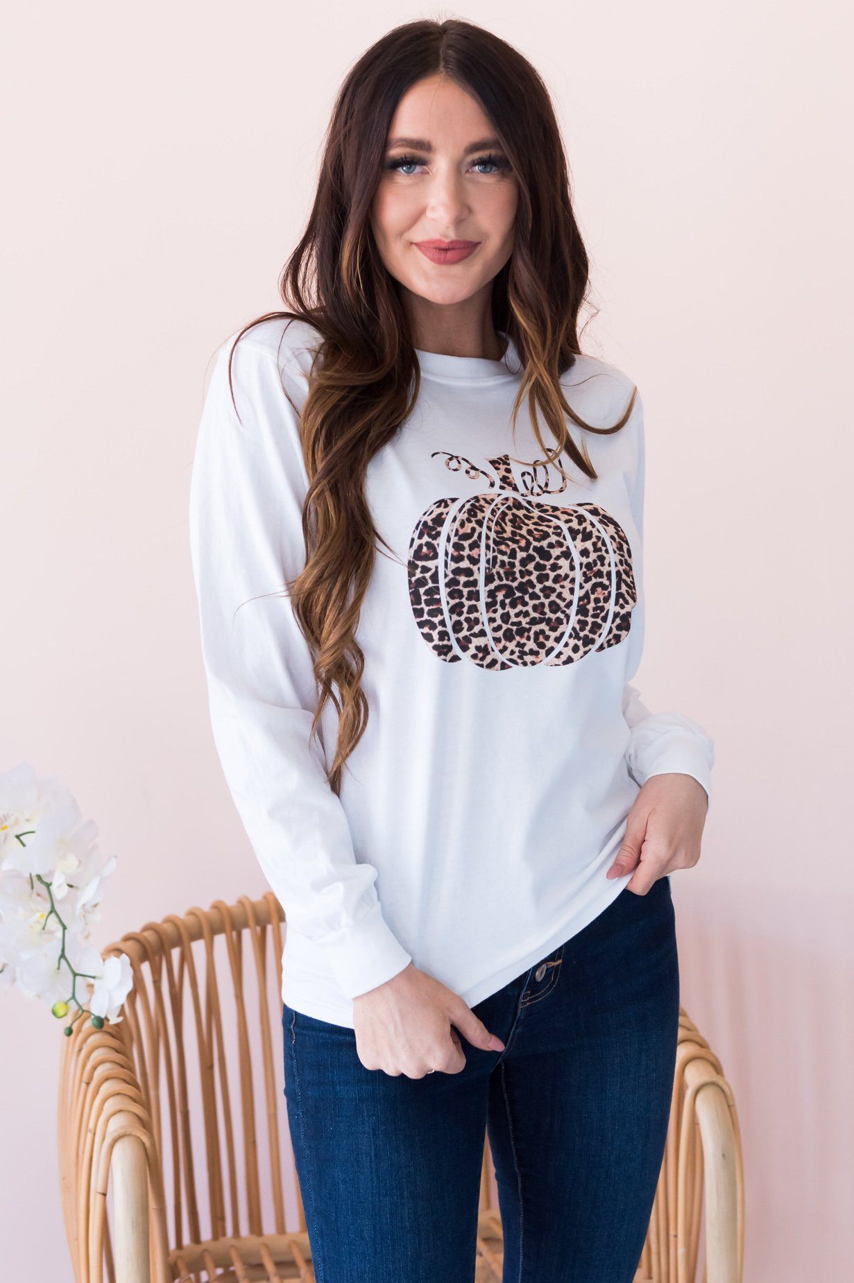 Leopard Pumpkin Long Sleeve Modest Tee Modest Dresses vendor-unknown 
