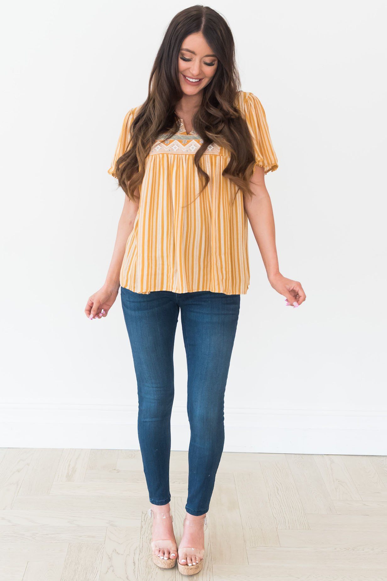 Beauty in the Journey Embroidered Modest Blouse Modest Dresses vendor-unknown 