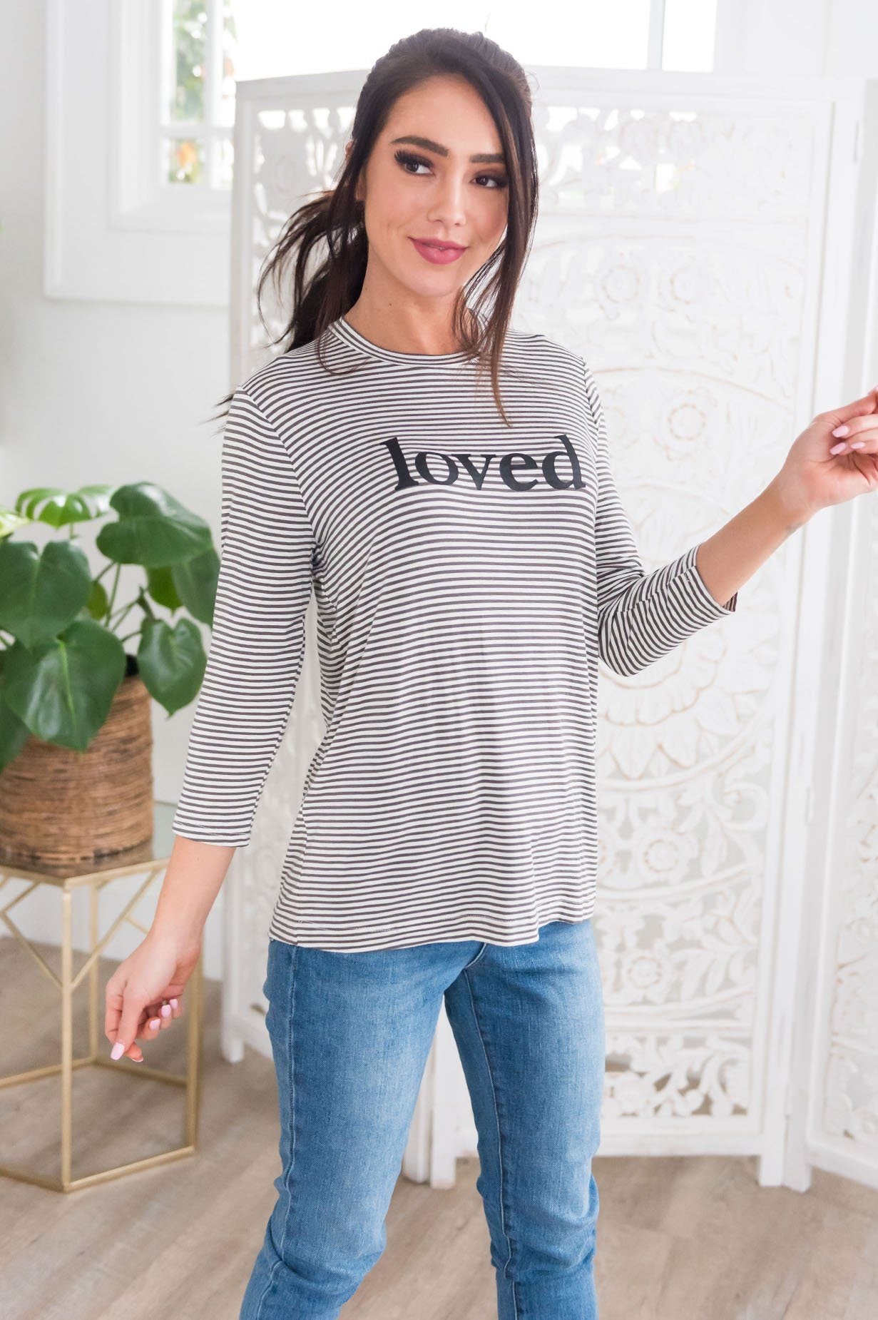 Loved Modest 3/4 Length Sleeve Tee Tops vendor-unknown 