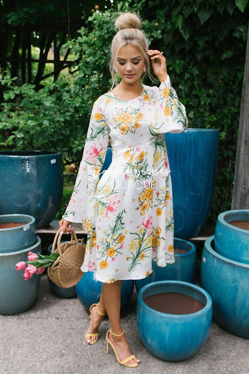 The Carina Modest Dresses vendor-unknown S Ivory Floral 