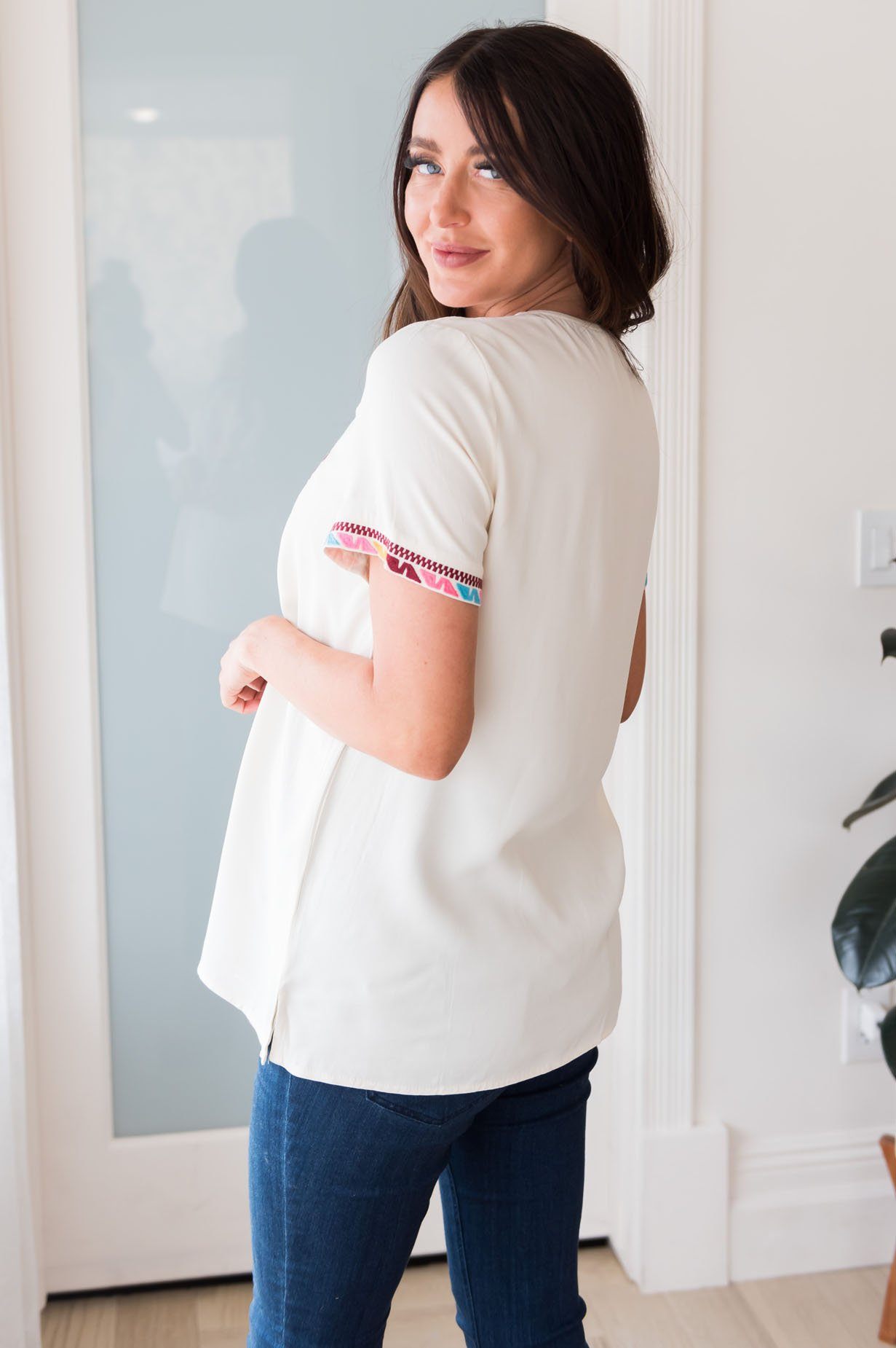 Feeling Free Modest Embroidered Blouse Modest Dresses vendor-unknown 