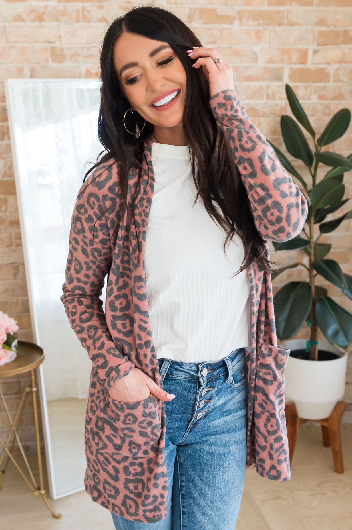 Leopard Galore Front Pocket Modest Cardigan Modest Dresses vendor-unknown 