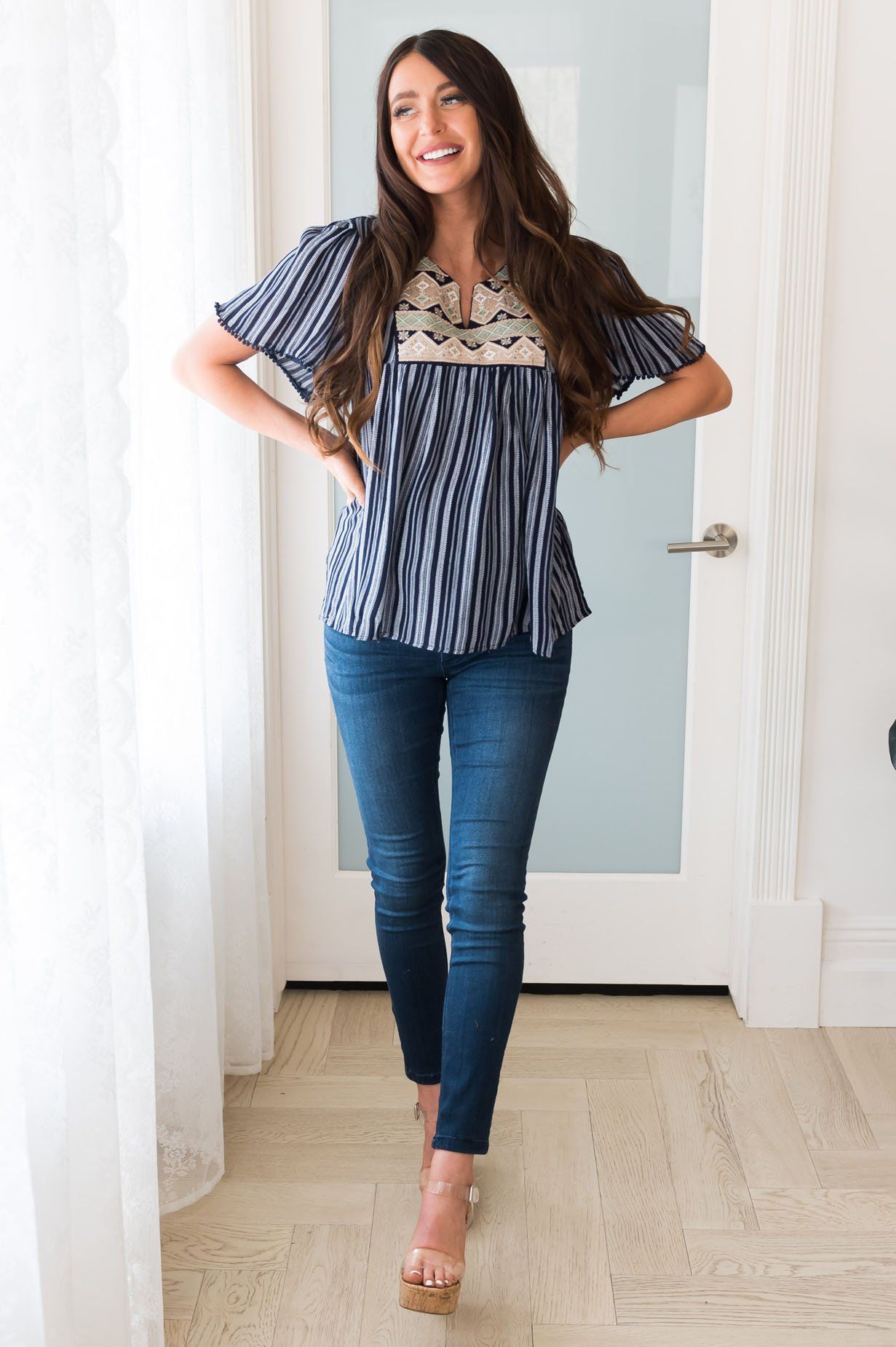 Eternal Love Embroidered Blouse Tops vendor-unknown 