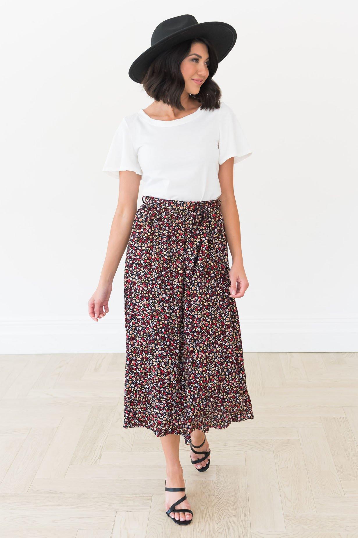 Ditzy Daisy Modest Floral Skirt Skirts vendor-unknown 