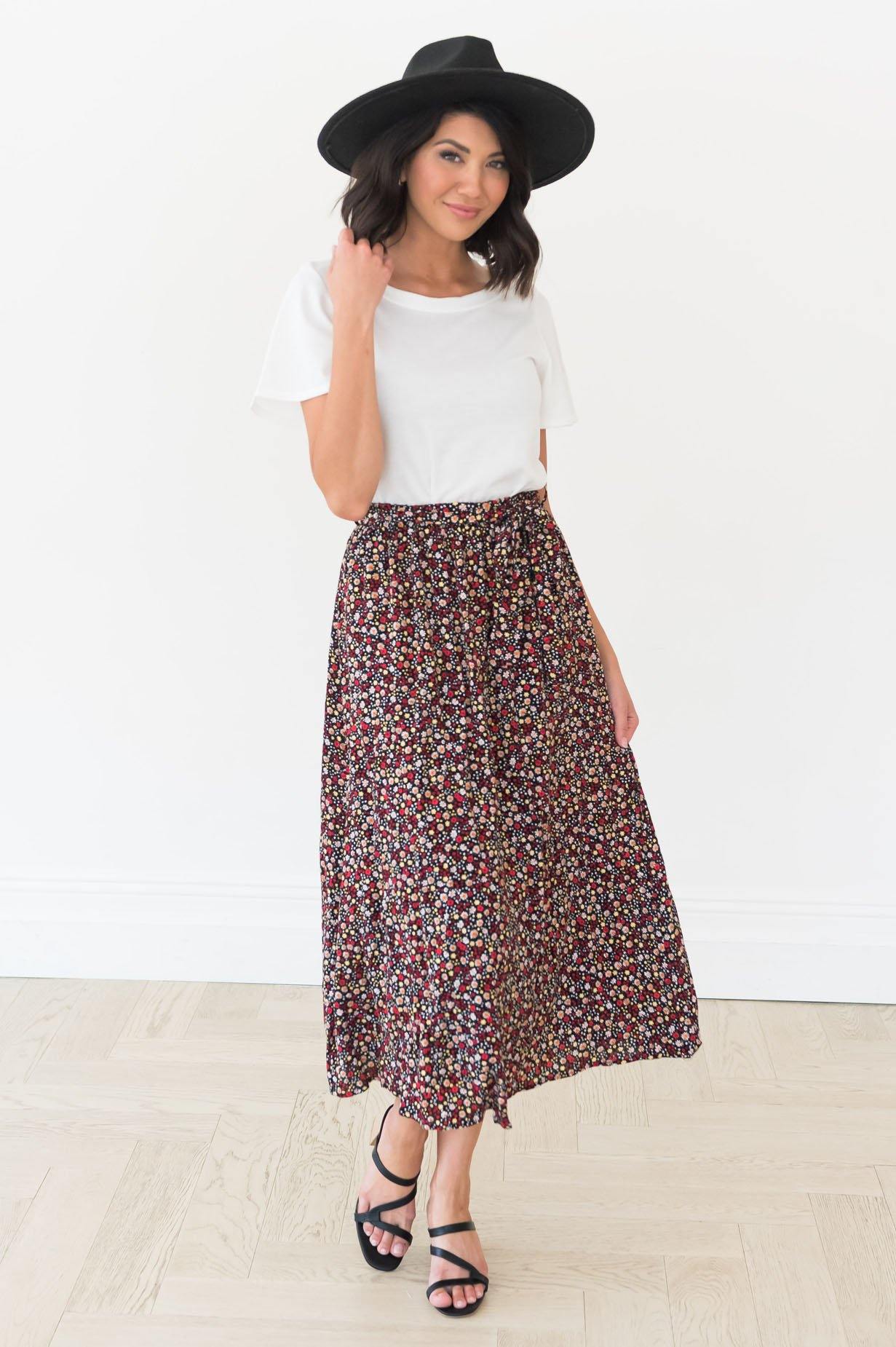 Ditzy Daisy Modest Floral Skirt Skirts vendor-unknown 