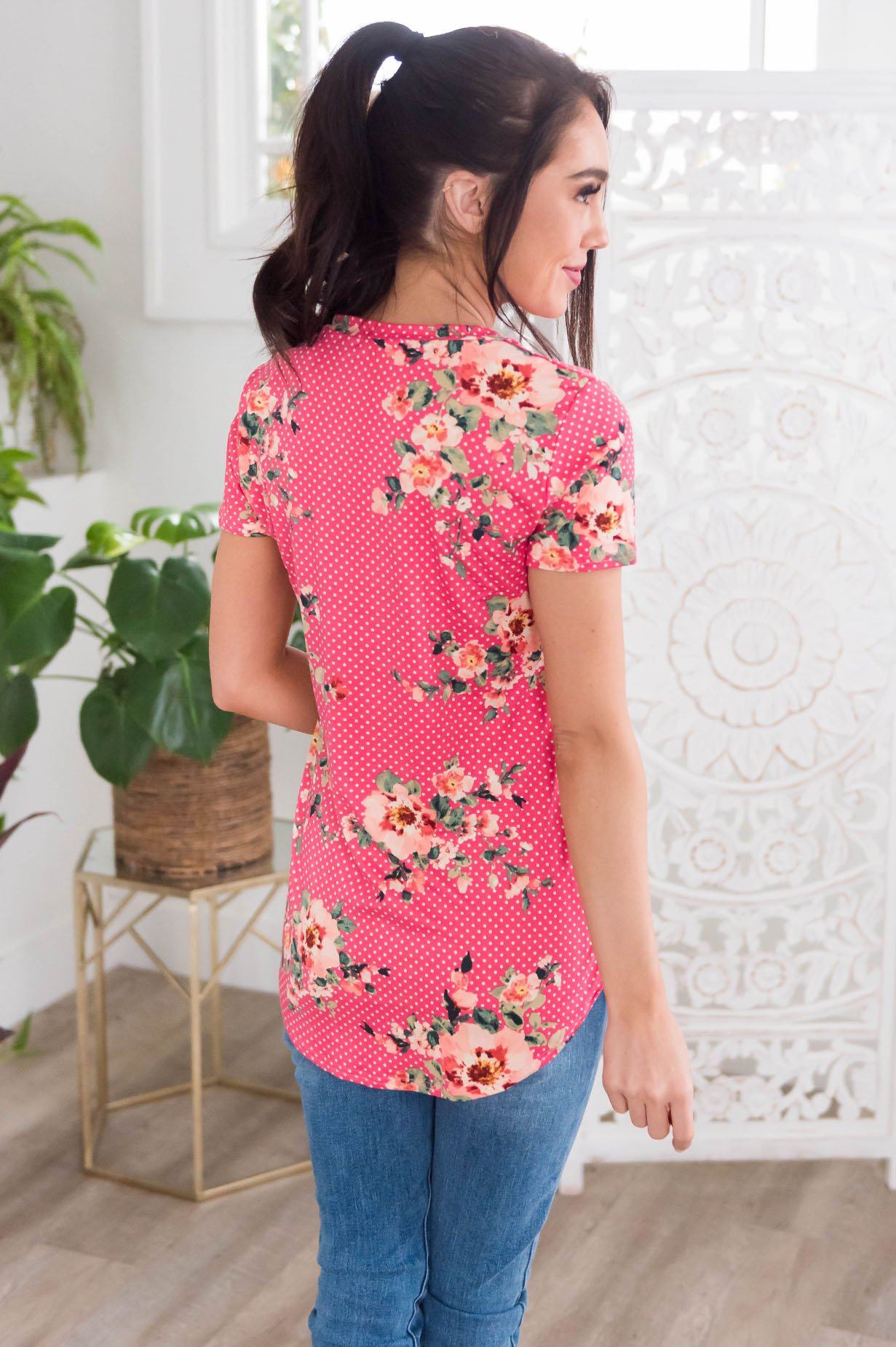Beautiful Day Modest V-Neck Top Tops vendor-unknown 