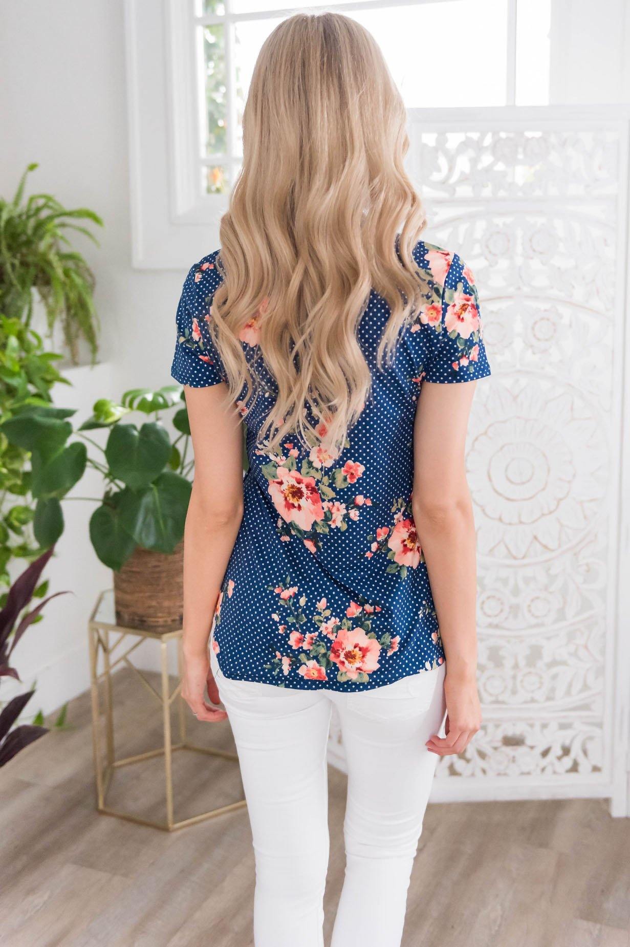 Beautiful Day Modest V-Neck Top Tops vendor-unknown 