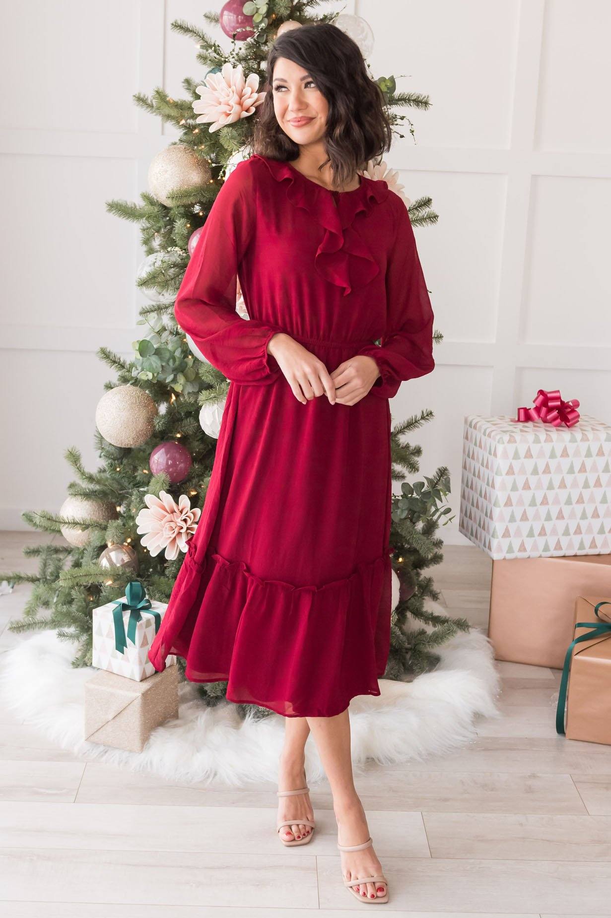 The Faith Modest Ruffle Dress Modest Dresses vendor-unknown 