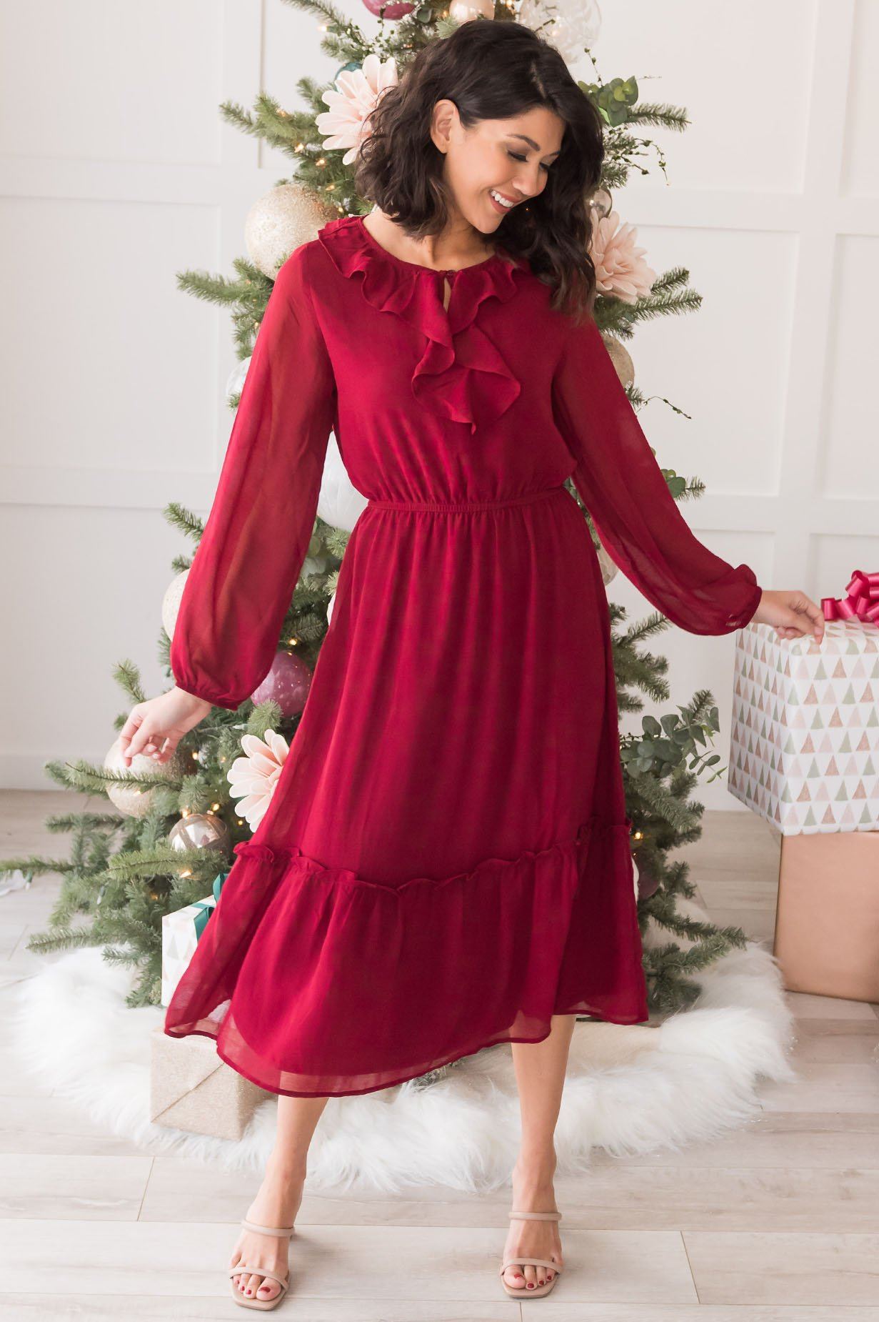 The Faith Modest Ruffle Dress Modest Dresses vendor-unknown 
