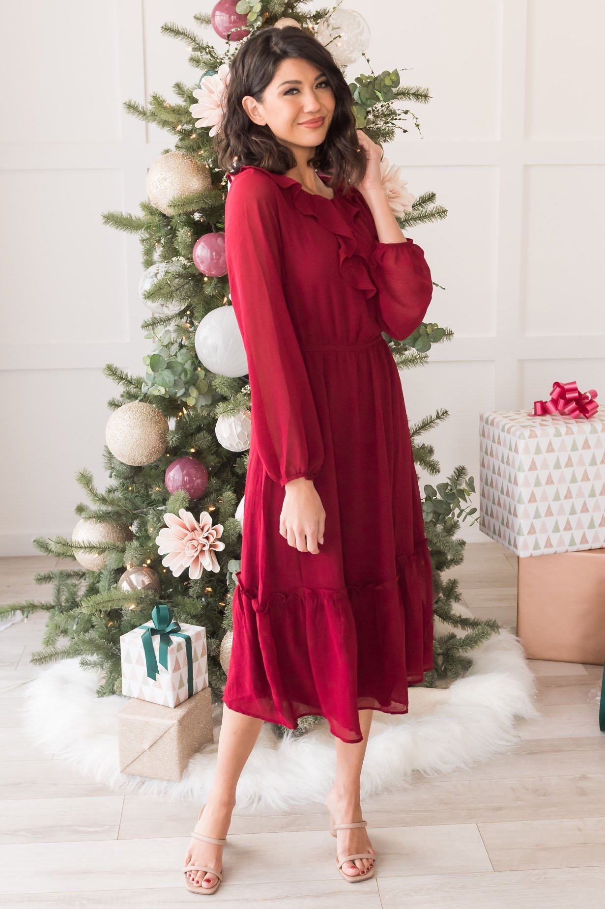 The Faith Modest Ruffle Dress Modest Dresses vendor-unknown 