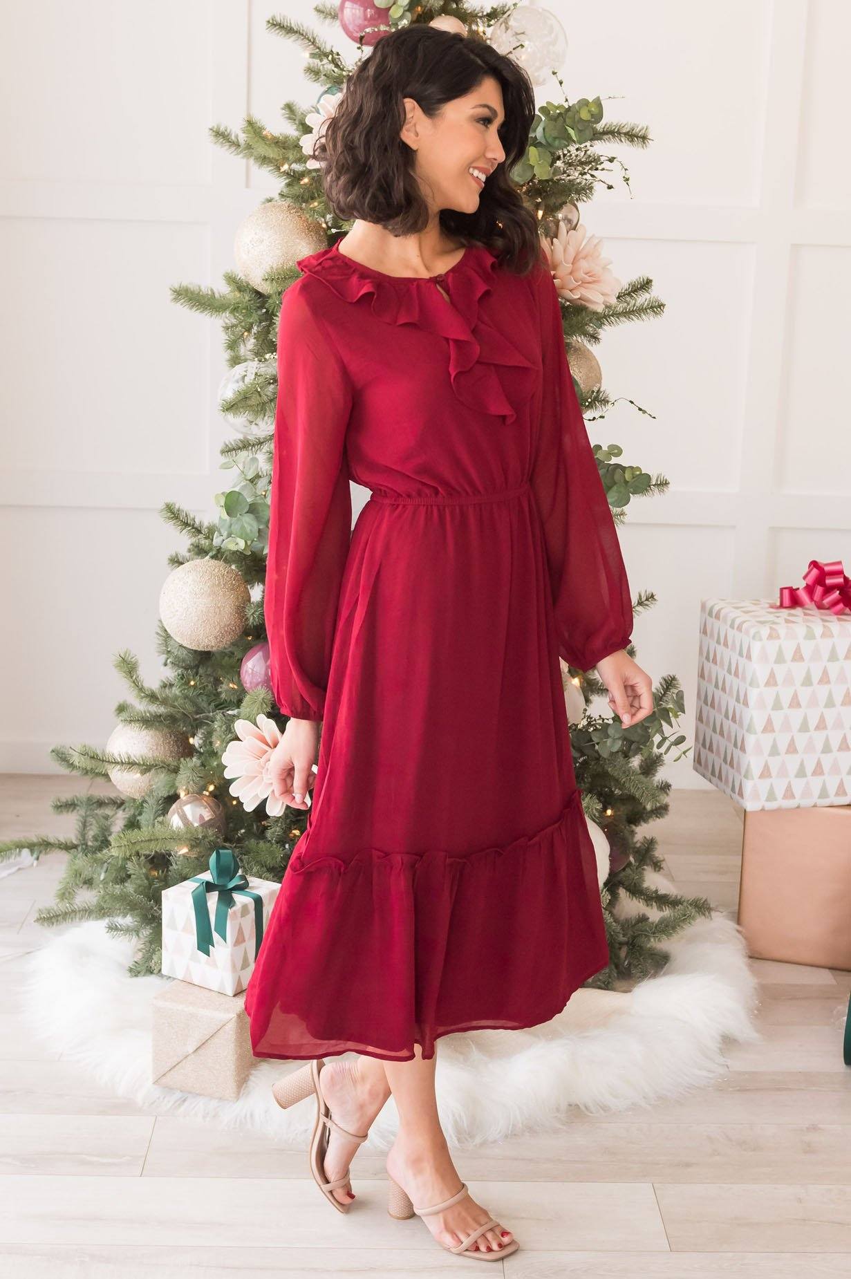 The Faith Modest Ruffle Dress Modest Dresses vendor-unknown 