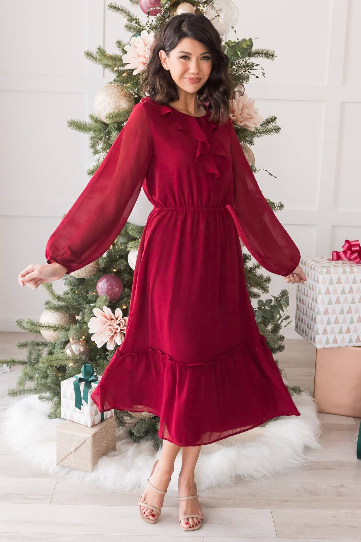 The Faith Modest Ruffle Dress Modest Dresses vendor-unknown 