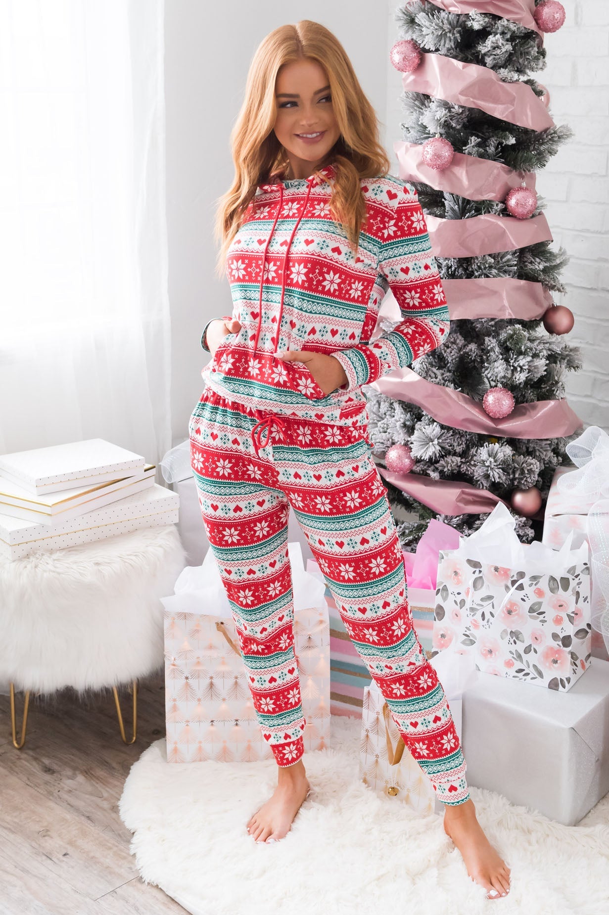 I Heart Christmas Modest Lounge Set Tops vendor-unknown 