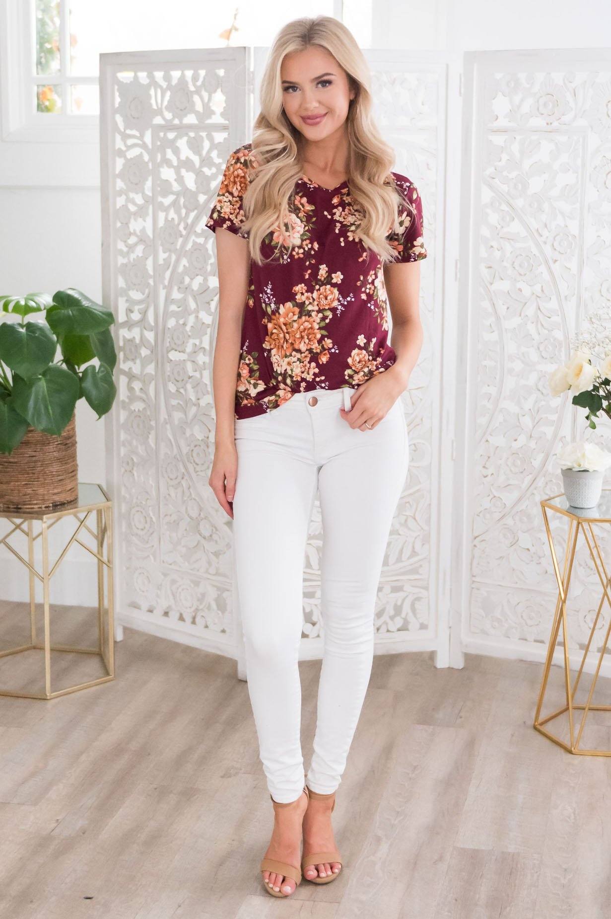 Beautiful Afternoon Modest Top Tops vendor-unknown 