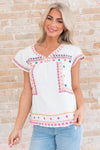 Cancun Cutie Modest Embroidered Blouse Tops vendor-unknown