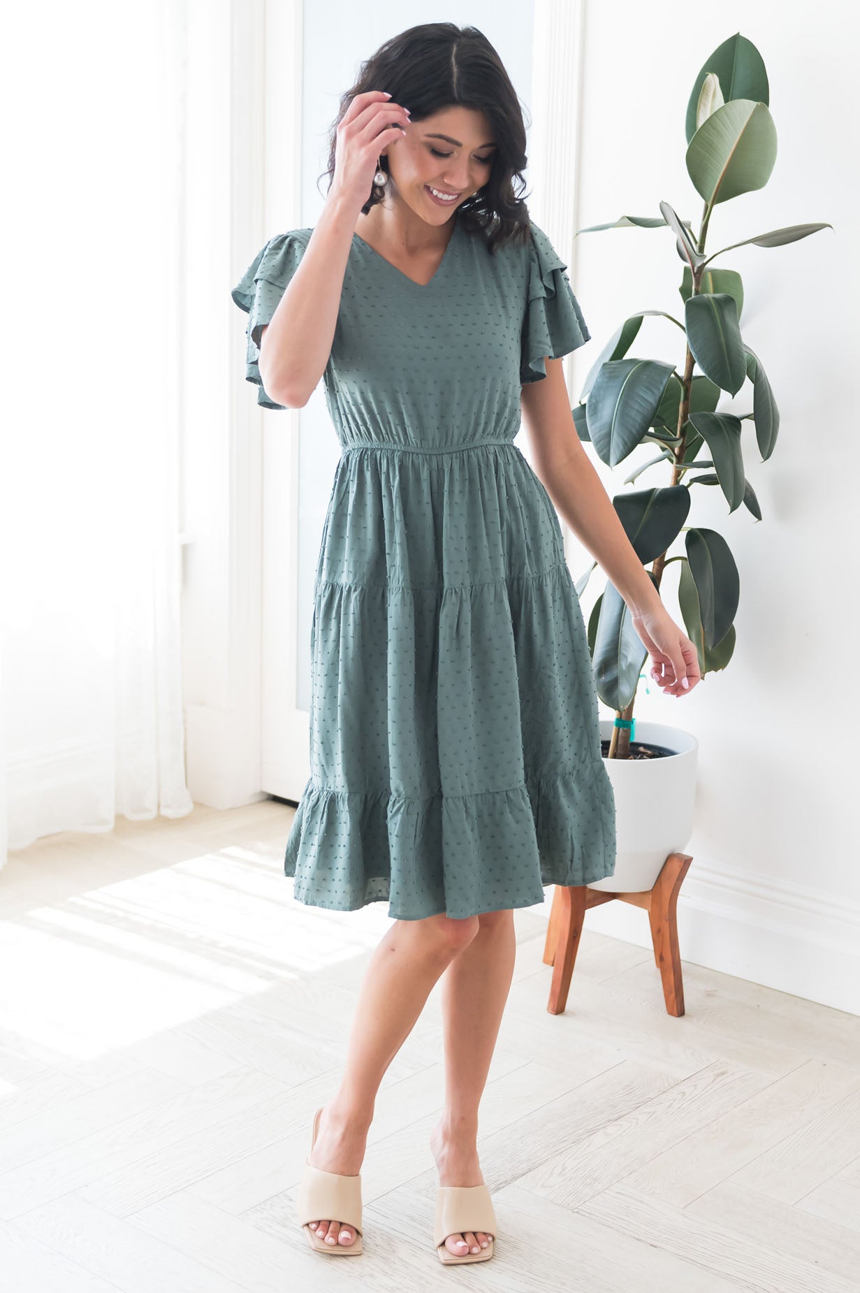 The Amy Swiss Dot Modest Dresses vendor-unknown 