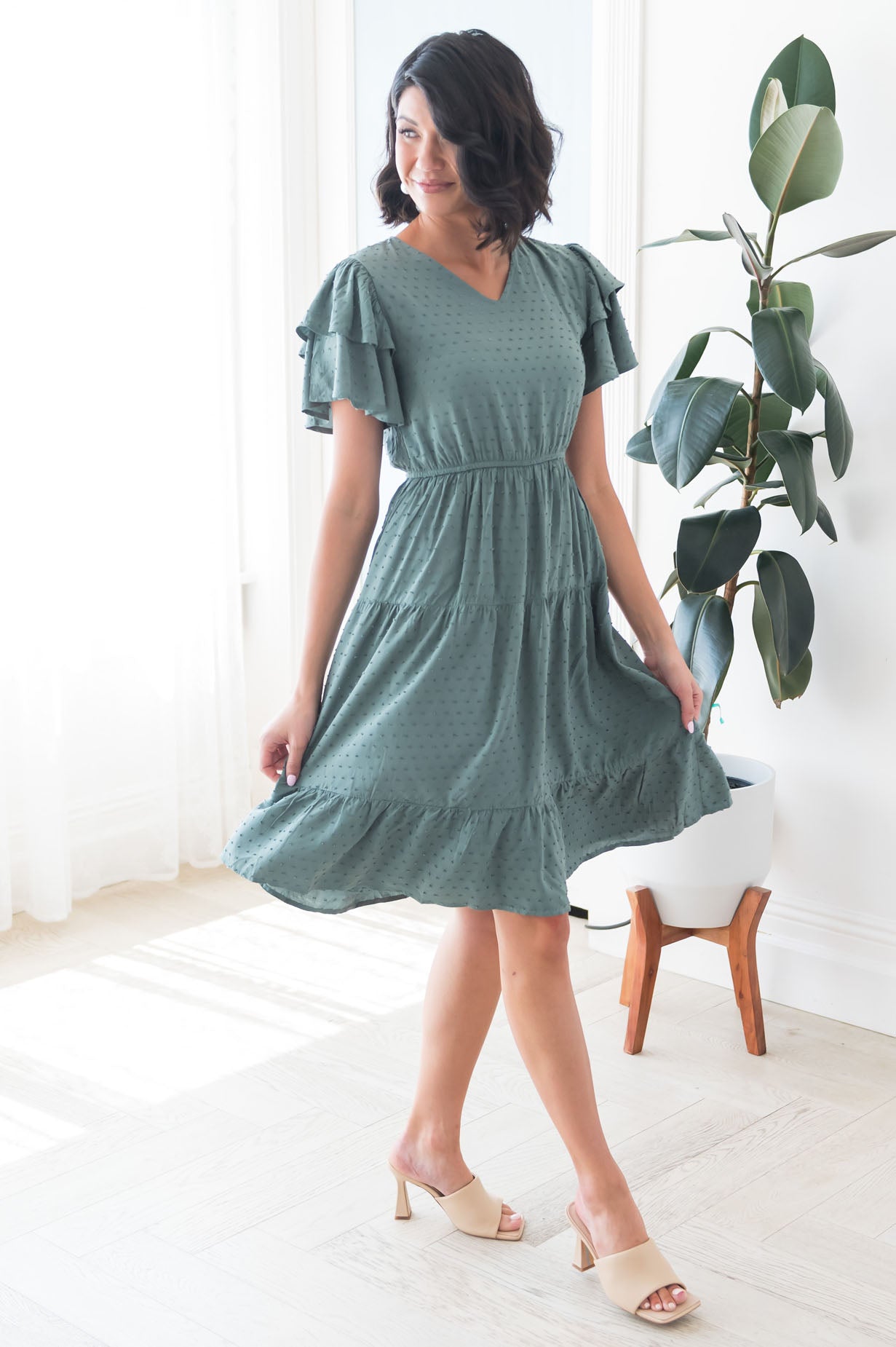 The Amy Swiss Dot Modest Dresses vendor-unknown 