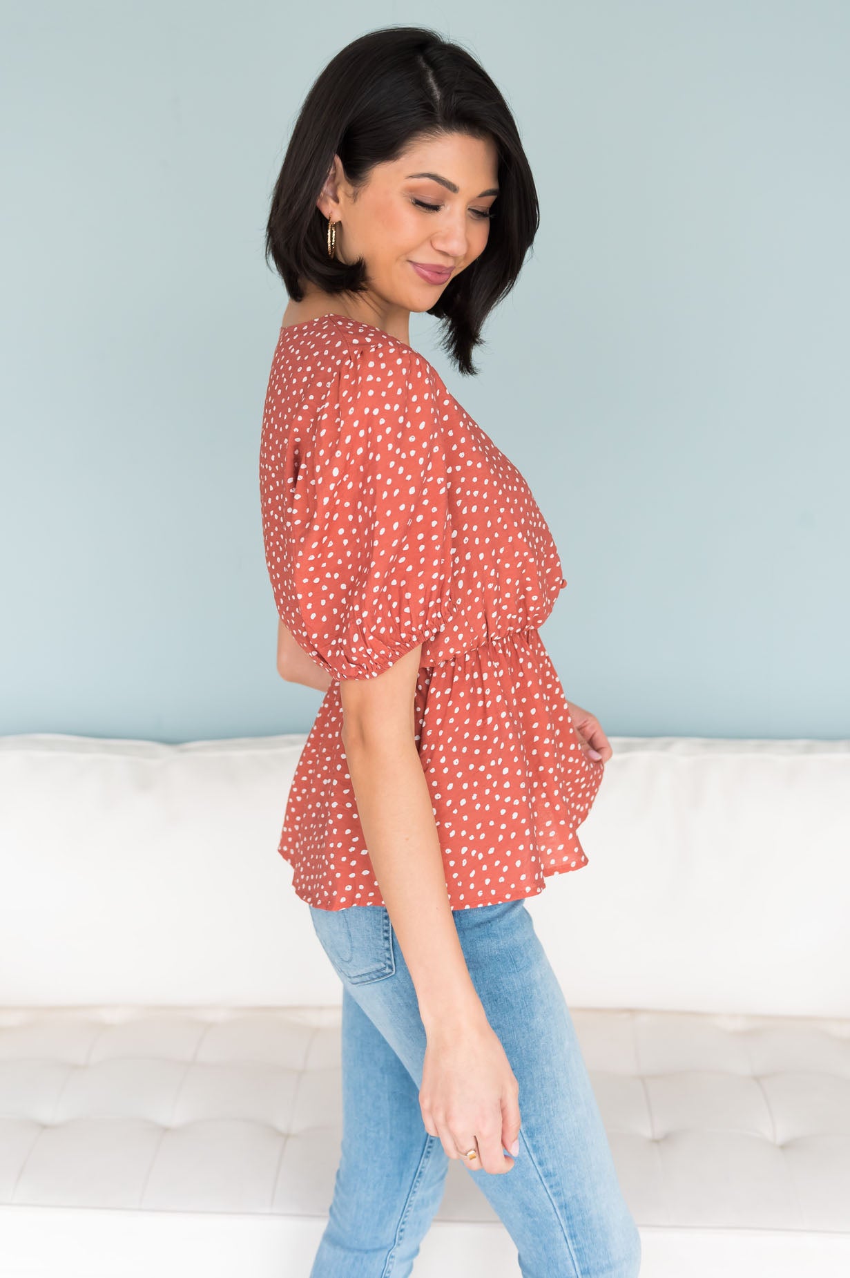 Cheer Found Me Modest Peplum Blouse Tops vendor-unknown 