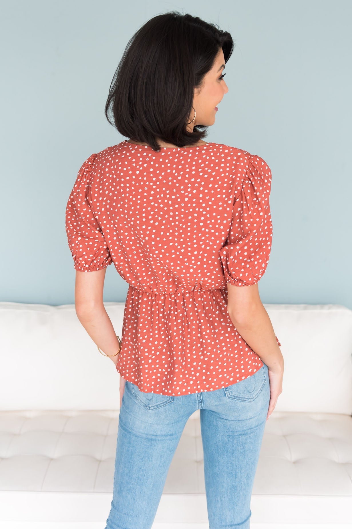 Cheer Found Me Modest Peplum Blouse Tops vendor-unknown 