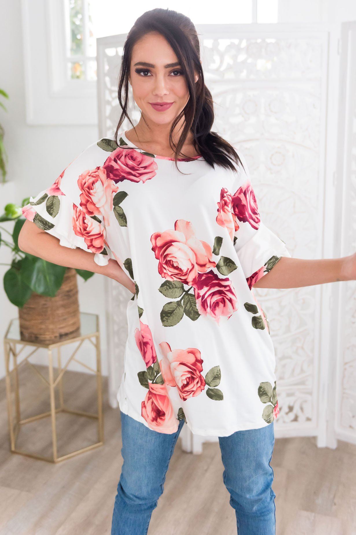 Natural Beauty Modest Top Tops vendor-unknown 