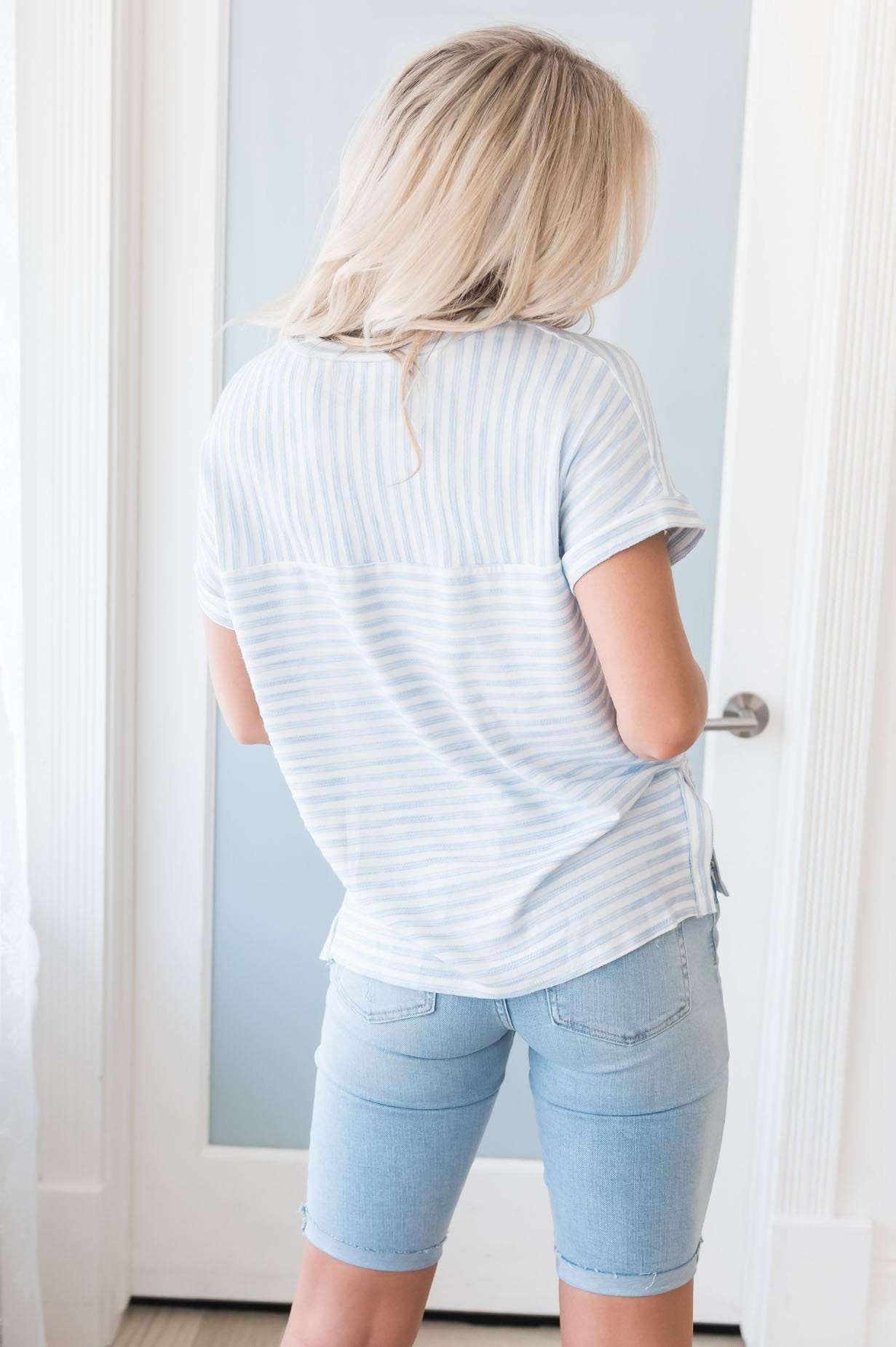 Striped Sweetie Modest Blouse Modest Dresses vendor-unknown 