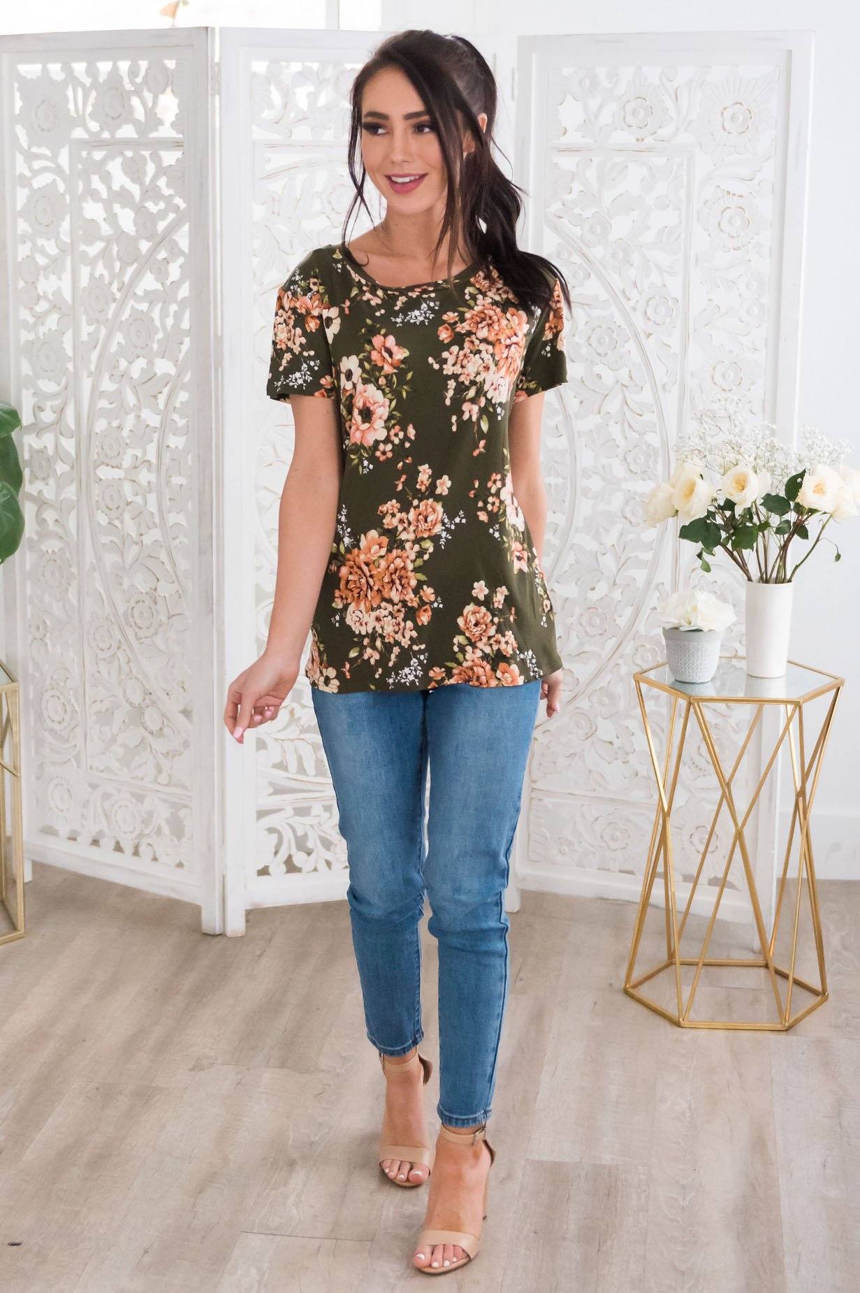 Beautiful Afternoon Modest Top Tops vendor-unknown 