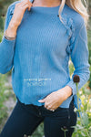 Lace Up Knit Sweater Tops vendor-unknown