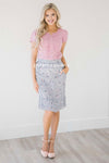 Dusty Lilac & Pink Pleated Hem Skirt Skirts vendor-unknown
