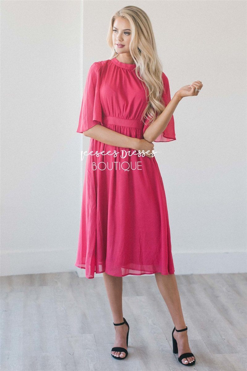 The Kim Modest Dresses vendor-unknown Bright Fuchsia S 