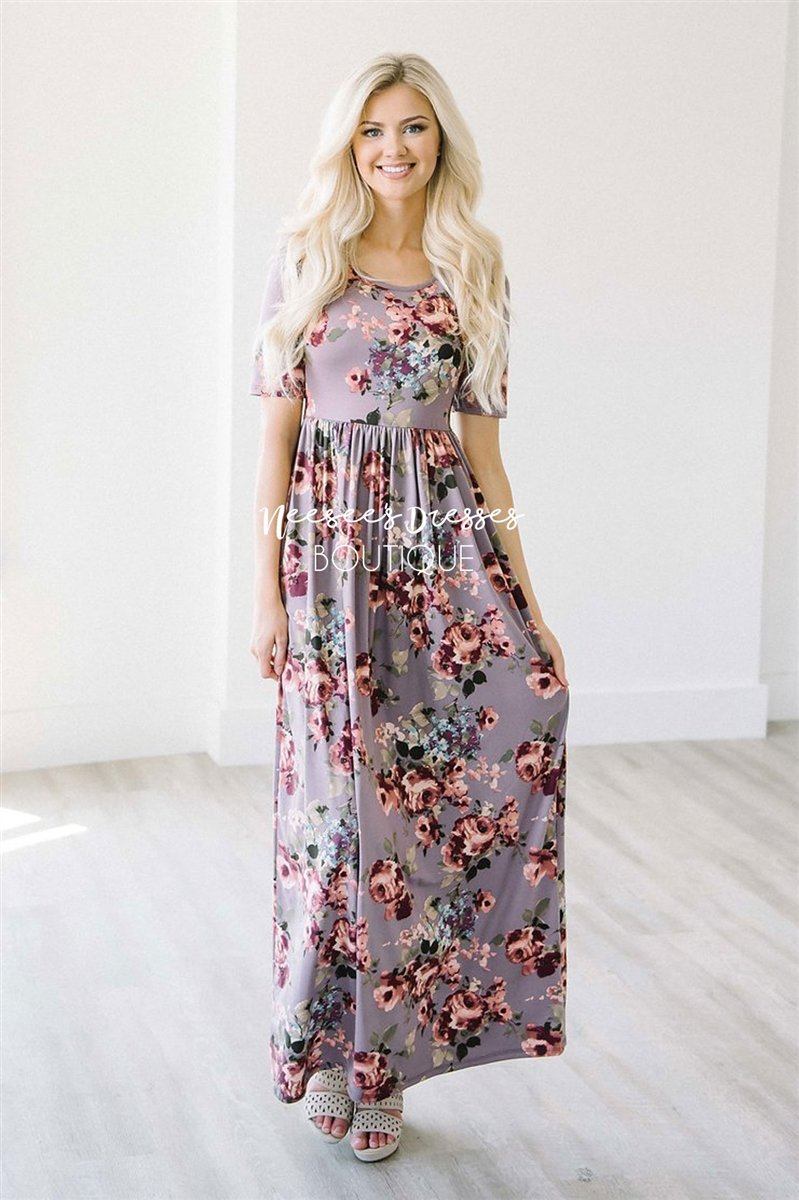 The Miranda in Dusty Lilac Floral Modest Dresses vendor-unknown 