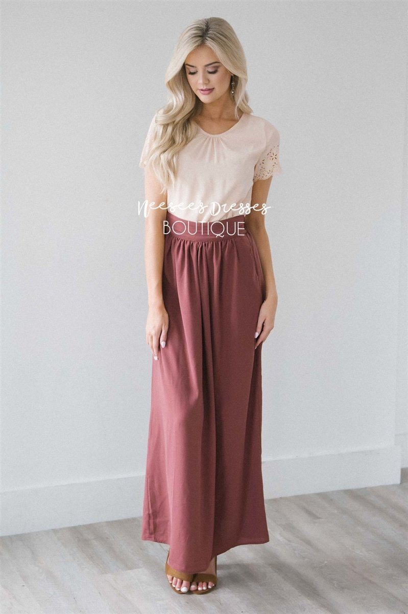 Burnt Mauve Maxi Skirt Skirts vendor-unknown 