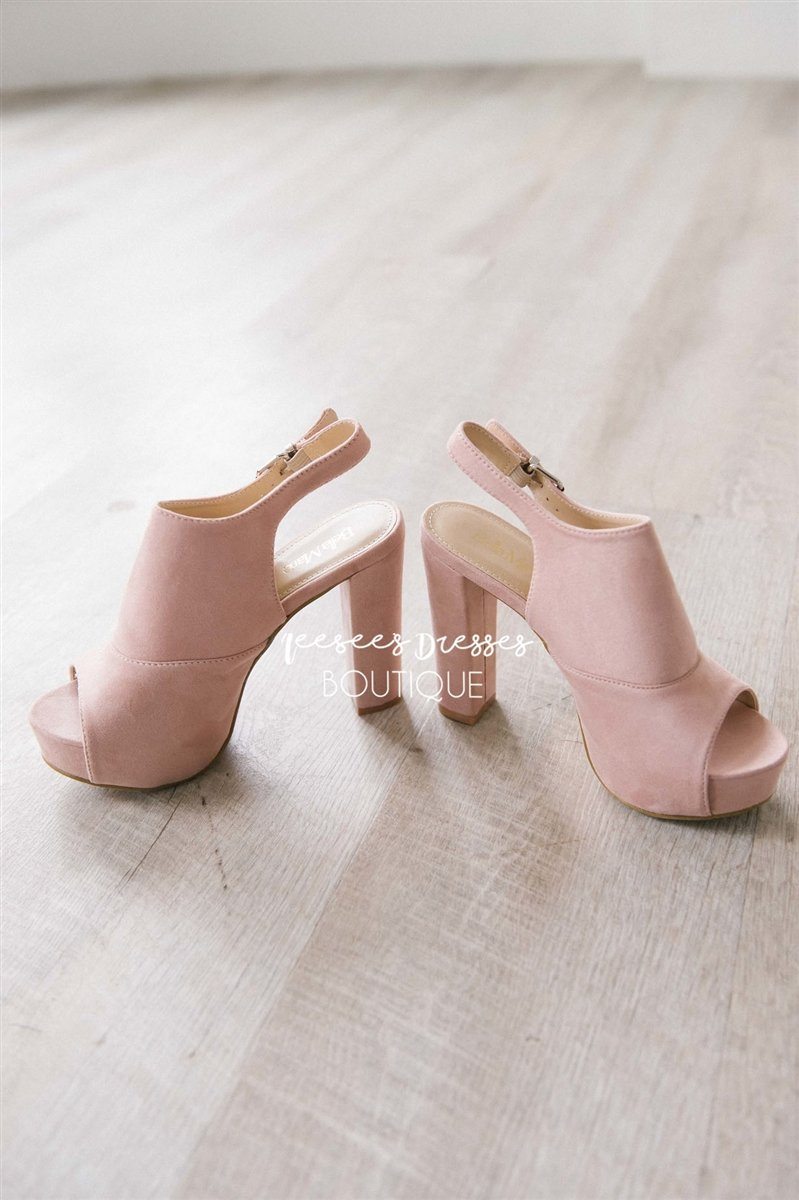 Suede Open Toe Heeled Sandals Accessories & Shoes vendor-unknown Pink 5.5 
