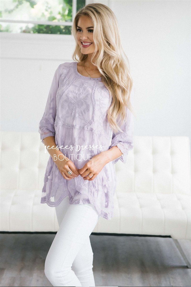 Day Dreamer Lace Blouse Tops vendor-unknown Lavender S 